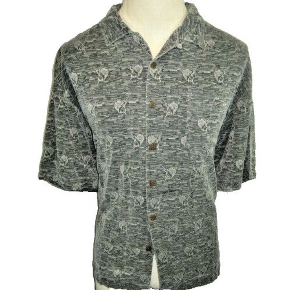 Mens Bermuda Bay Silk Floral Aloha Hawaiian Island Casual Shirt sz XL
